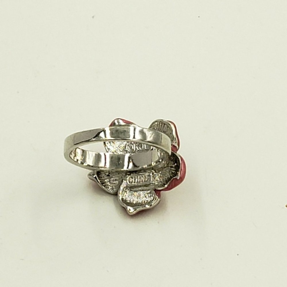 Kenneth Jay Lane Kjl Pink Enamel Flower Ring - image 5